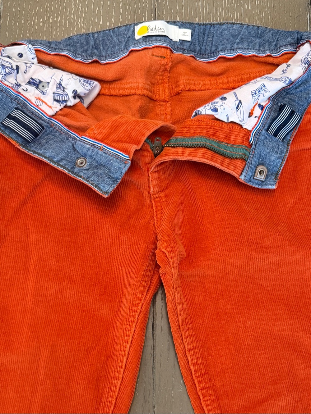 Mini Boden Youth Boys’ Orange Corduroy Stretch Slim-Fit Pants • Size 9 (M) - Picture 7 of 14